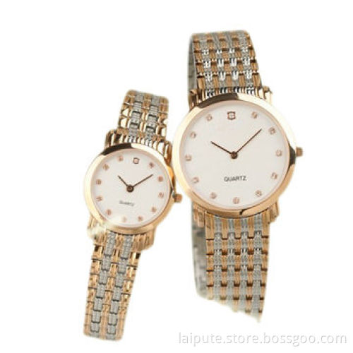 Gold and Silver-plated Stainless Steel Lovers Watches, Japan/Singapore/Chinese Movement